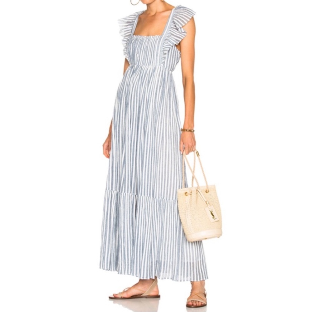 Ulla Johnson Blue and White Striped Maxi Dress